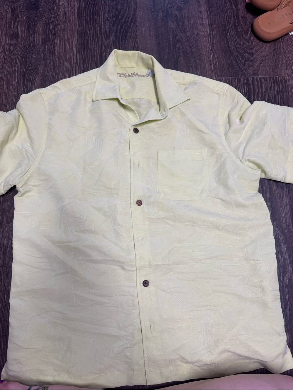 Caribbean Joe Pale Green Short-Sleeve Camp Shirt